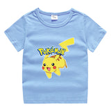 Children Pokemon Pikachu T Shirt Cotton Short Sleeve round Neck T-shirt Casual Sports