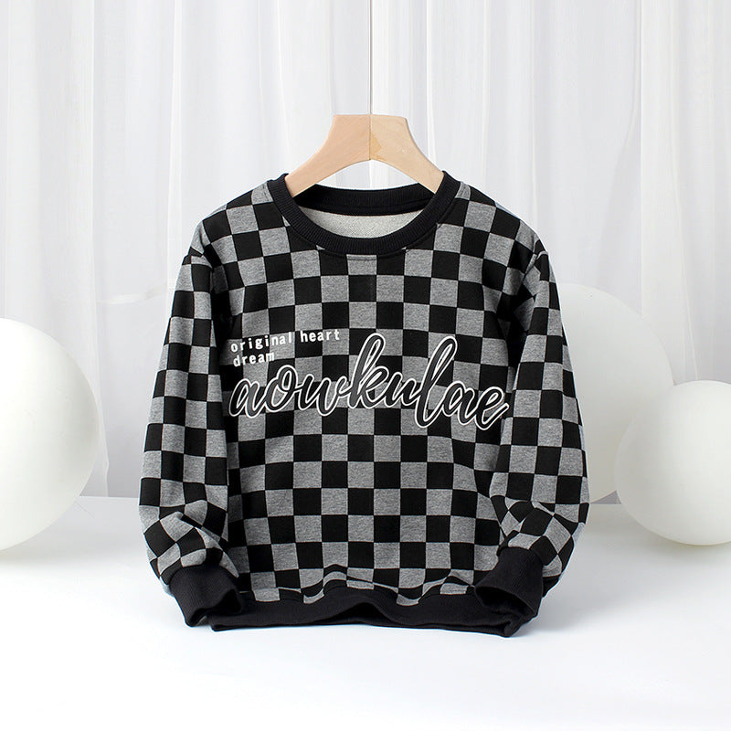 Children Boy Hoodie Autumn Boy Long-Sleeved Sweater Printed Sweater Terry