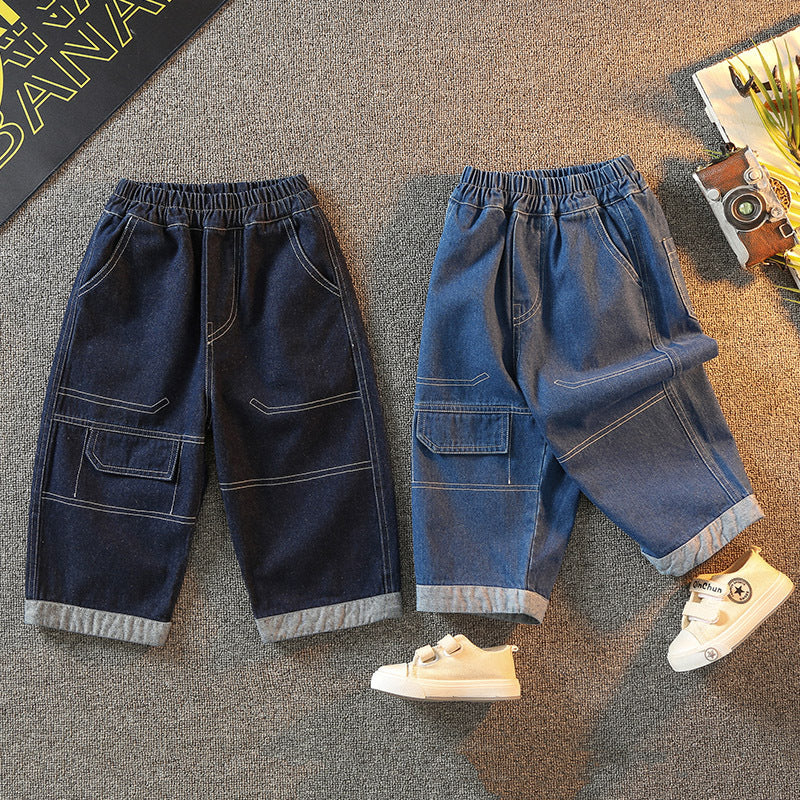 Toddler Boys Pants Crawler Men's Crawler-Piece Spring and Autumn Leisure Jeans