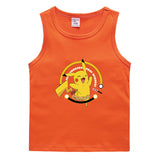 Children Pokemon Pikachu T Shirt Casual Sports Sweat-Absorbent Cotton Vest