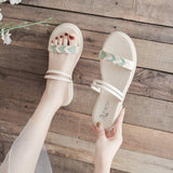 Women Open Toe Sandals Flats Summer Flat Heel Slippers Fashion Sandals