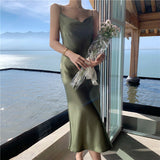 Satin Dress Sexy Slip Dress For Women Summer Seaside Vacation Skirt