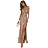 Burgundy Dresses for Wedding Summer V-neck Sleeveless Sequined Striped Dress Camisole Gown