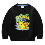 Children Pokemon Pikachu Hoodie Spring and Autumn round Neck Sweatshirt Cotton