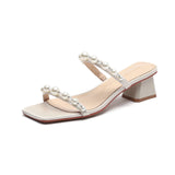 Nude Strappy Block Heels Chunky Heel Sandals