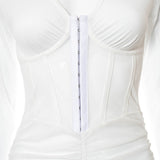 Solid Color Hollow-out Long Sleeve Sexy Pleating Shorts Mesh Jumpsuit