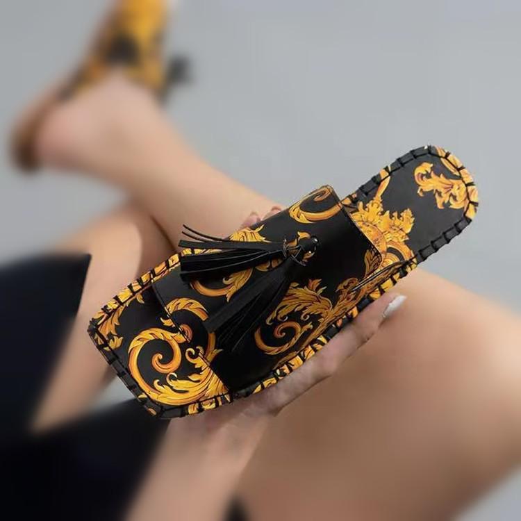 Women Open Toe Sandals Flats Spring and Summer Tassel Women's Sandals Flat Heel Fashion Open Toe Slippers