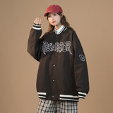 Beige Varsity Jacket Baseball Jacket Women's Retro Spring and Autumn Student Loose Leisure All-Matching Autumn Wear Jacket