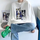 Men Sweatshirts round Neck Sweater Men's Spring and Autumn Long Sleeve Baggy Coat