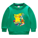 Children Pokemon Pikachu Hoodie Autumn Winter Solid Color with Fur Thick Warm Winter Clothing Top