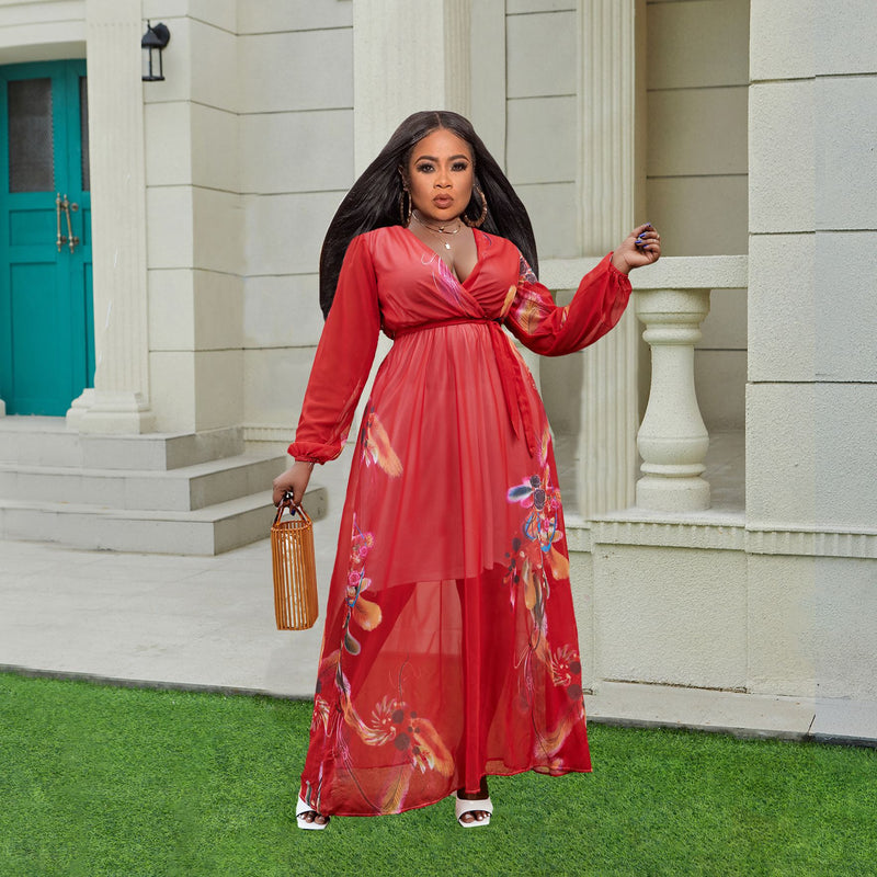 Nina Parker plus Size Dresses Sexy Floral Dress Beach Chiffon