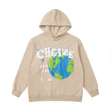Mens Fall Outfits Autumn Street Love Foam Printed Hoodie Men's and Women's Loose Top