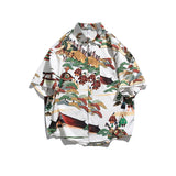 Men T Shitrs Summer Printed Shirt Casual Lapel Short Sleeve Men