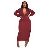 Nina Parker Black Dress plus Size Sexy Tassel Dress