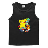 Children Pokemon Pikachu T Shirt Cotton Leisure Sports Sweat-Absorbent Vest