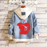 Comic Denim Jacket Men and Women Street Hip Hop plus Size Hooded Hooded Jacket
