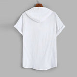 Men Hawaii Shirts Men's Solid Color Cotton Linen Short Sleeve