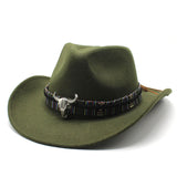 Cowboy Hats Jazz Top Hat Men and Women Autumn and Winter Felt Cap Broad-Brimmed Hat