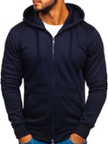 Black Zip Up Hoodie Men 'S Solid Color Hooded Cardigan Men 'S Sweater Youth Sports Jacket