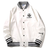 White Varsity Jacket Leaveland Maple Leaf Baseball Uniform Men 'S Youth Autumn Fashion Casual Jacket Baseball Collar Coat