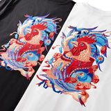 Zodiac Shirts Summer Cotton Short Sleeve T-shirt Men's Embroidered Chicken round Neck