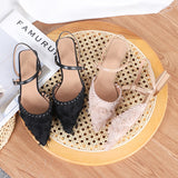Nude Block Heels Closed Toe Chunky Heel Closed Toe Sandals Women's Casual Shoes