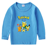 Children Pokemon Pikachu Hoodie Spring and Autumn Cotton round Neck Long Sleeve T-shirt