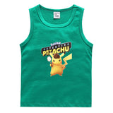 Children Pokemon Pikachu T Shirt Cotton Leisure Solid Color Sports Vest