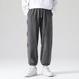 Mens Corduroy Pants Hong Kong Style Pants Men's Autumn Loose Sports Casual Pants