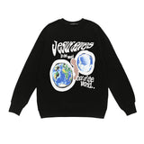 Mens Fall Outfits Vintage Floral Print Long Sleeves T-shirt Men's Loose High Street Hiphop Top