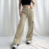 Julia Fox Low Rise Trousers Light Green Workwear Straight-Leg Denim Casual Pants