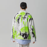 Denim Varsity Jacket Fall Winter Cowboy Coat Men's Handsome Loose Graffiti Casual Jacket