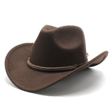 Cowboy Hats Woolen Hat Men's Western Cowboy Hat Equestrian Hat Curved Brim Felt Cap