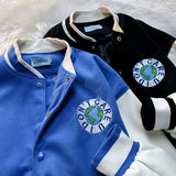 Baby Blue Varsity Jacket Baggy Coat Men's and Women's Jacket Spring Baseball Uniform