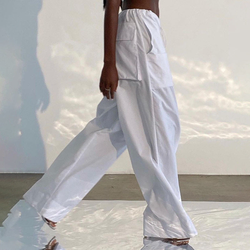Julia Fox Low Rise Trousers Loose Casual Pants Solid Color Trousers