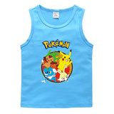 Children Pokemon Pikachu T Shirt Cotton Sweat Absorbing Sports Vest