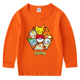 Children Pokemon Pikachu Hoodie Spring and Autumn Cotton round Neck Long Sleeve T-shirt