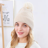 Women Winter Hats Women Winter Woolen Hat Solid Color Warm plus Fluff Knitted Hat