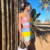 Mini Club Dresses Summer Patchwork Skirt Nightclub Sexy Dress