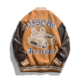 Brown Varsity Jacket Casual Baseball Jacket Vintage Flight Jacket Loose Top