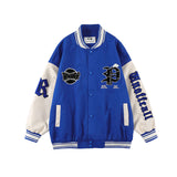 Baby Blue Varsity Jacket Retro Street Hip Hop Jacket Men Baggy Coat
