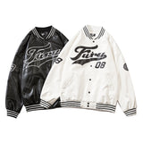 White Varsity Jacket Baseball Uniform Leather Jacket Men I High Street Hip Hop Couple Leather Coat