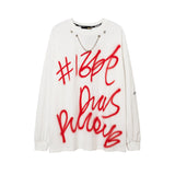 Mens Fall Outfits Autumn and Winter Letters Rhinestone High Street Bottoming Top Men's and Women's Loose Long-Sleeved T-shirt