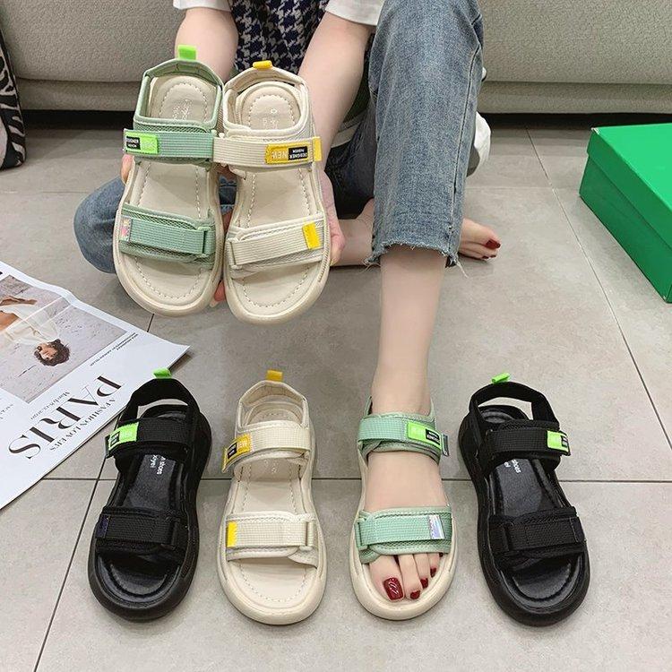 Women Open Toe Sandals Flats Summer Sports Casual Open Toe Sandals Flat Heel Beach Shoes
