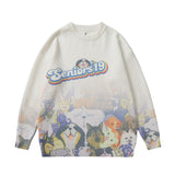 Mens Fall Outfits Sweater Man and Woman Cartoon Digital Couple Wear Knitted Pullover Top