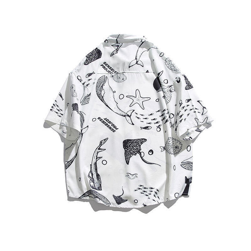 Men T Shitrs Summer Men's Printing Lapel Shirt Short Sleeve