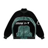 Varsity Jacket Vintage Letter Embroidery Contrast Color Velvet Jacket Men's Retro Loose Lapel Baseball Uniform