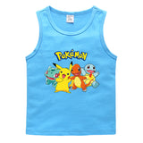 Children Pokemon Pikachu T Shirt Cotton Leisure Sweat Absorbing Sports Vest