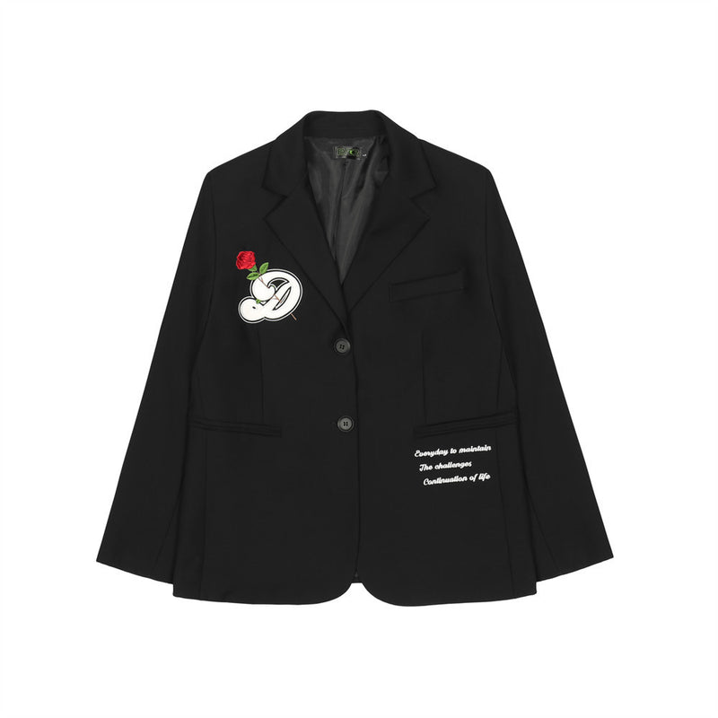 Men's Casual Suit Man Blzer Rose Letter Embroidery Casual Suit Jacket Men's Loose Lapels Small Suit Jacket