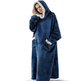 Hoodies Blankets Large Pocket Lazy Blanket Fleece Lamb Wool Bathrobe